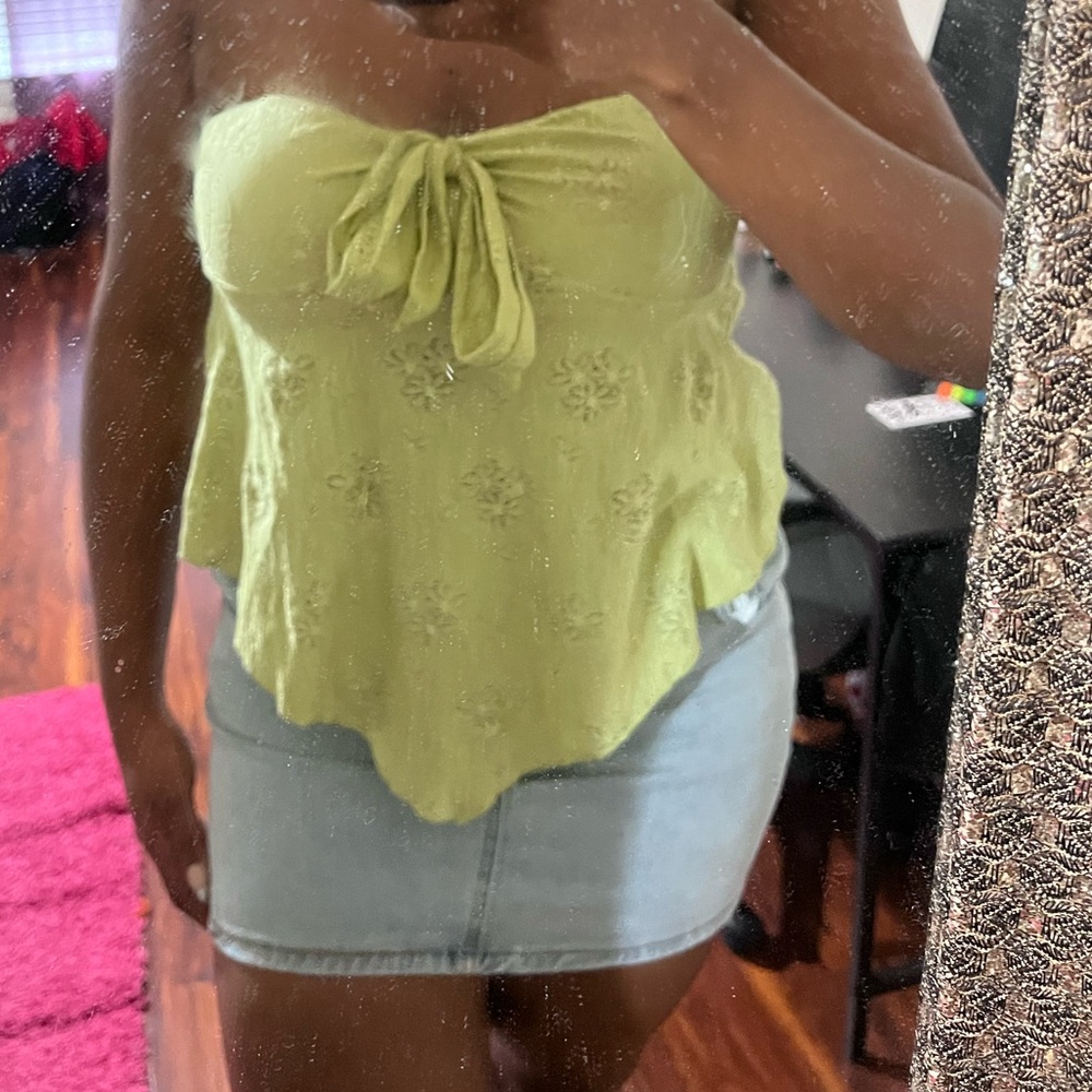 Strapless Green Top